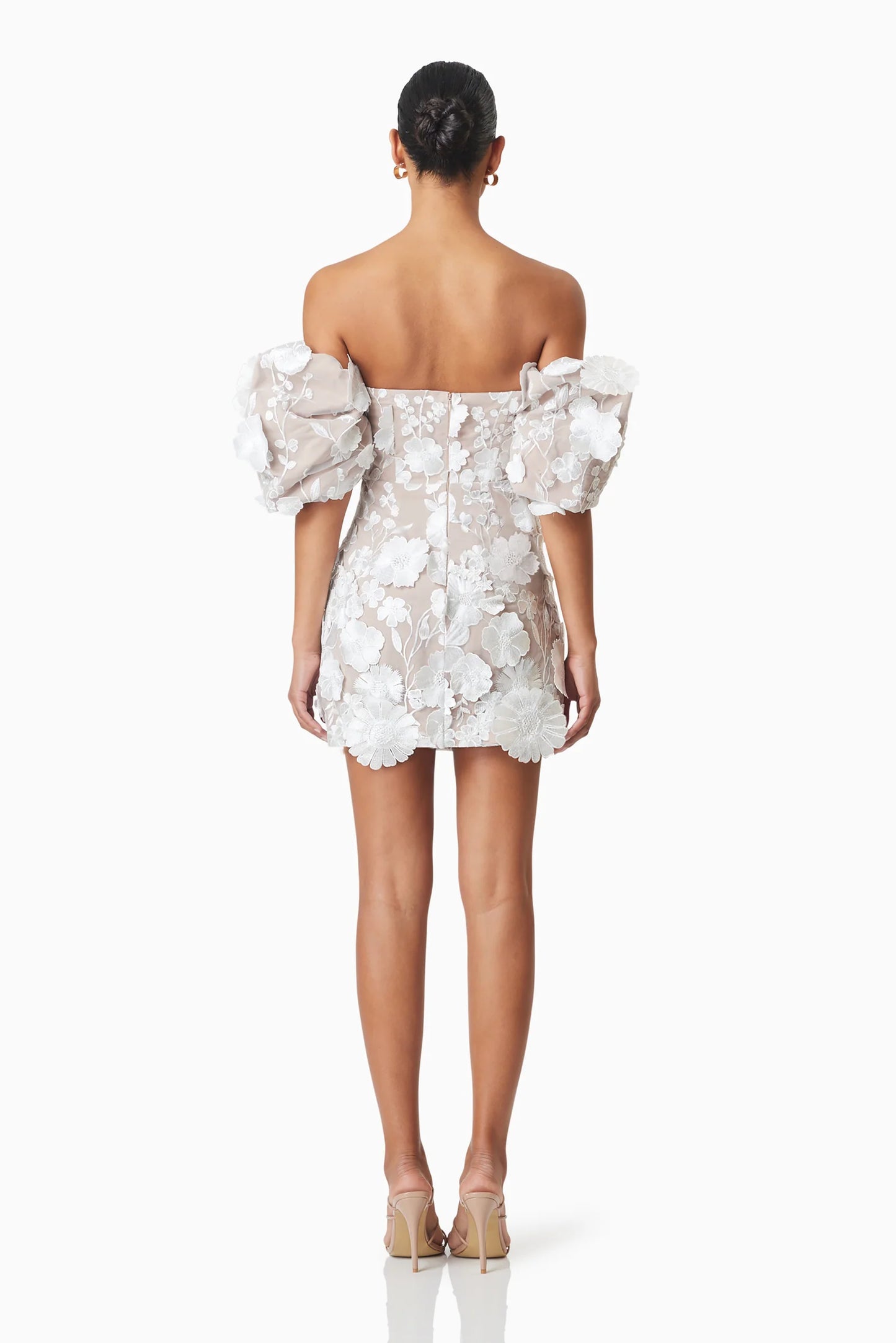 Elliat - Perry Floral Embellished Mini Dress in White