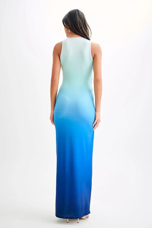 Meshki - Stella Draped Slinky Maxi Dress - Ombre Blue