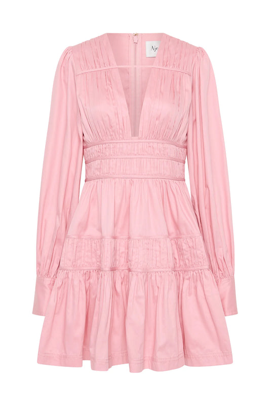 AJE - Fallingwater Ruched Mini Dress Pink