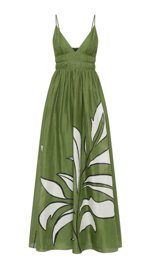 AJE - Planetary Maxi Dress in Abstract Fern