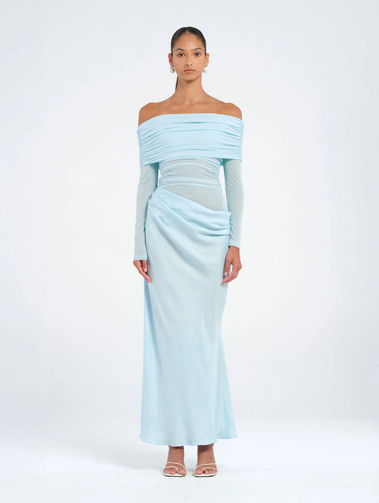 Benni - Yasmin Off-Shoulder Maxi Dress - Baby Blue