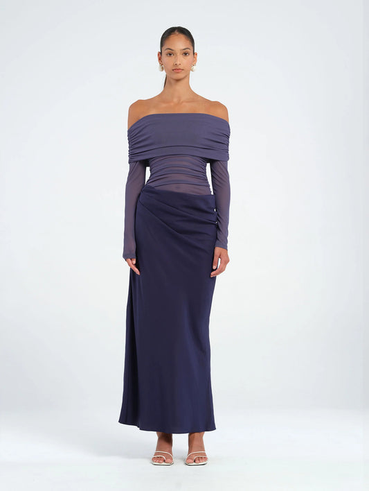 Benni - Yasmin Off-Shoulder Maxi Dress - Navy