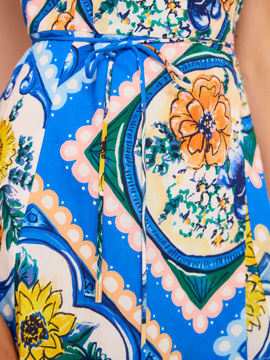 By Nicola - Havana Wrap Mini Dress in Azure Floral