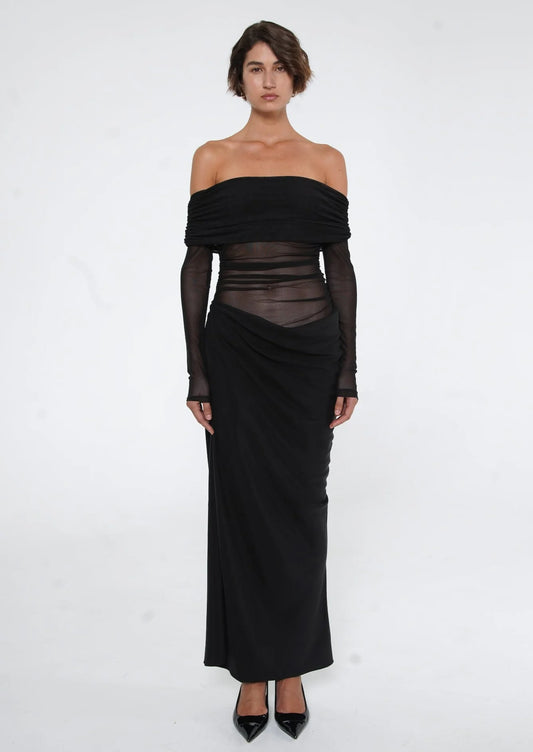 Benni - Yasmin Off Shoulder Maxi Dress Black