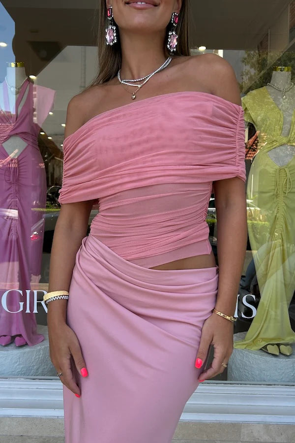 Benni - Nico Off Shoulder Maxi Dress - Candy Floss