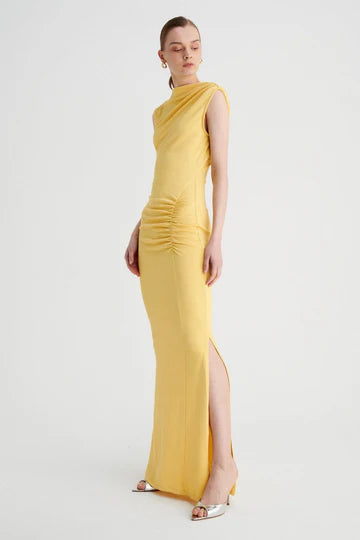 Suboo - Vega Rouched Front Midi Dress - Butter