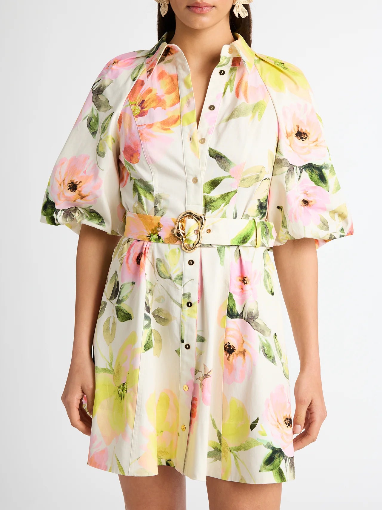 Rosa Flora Mini Shirtdress