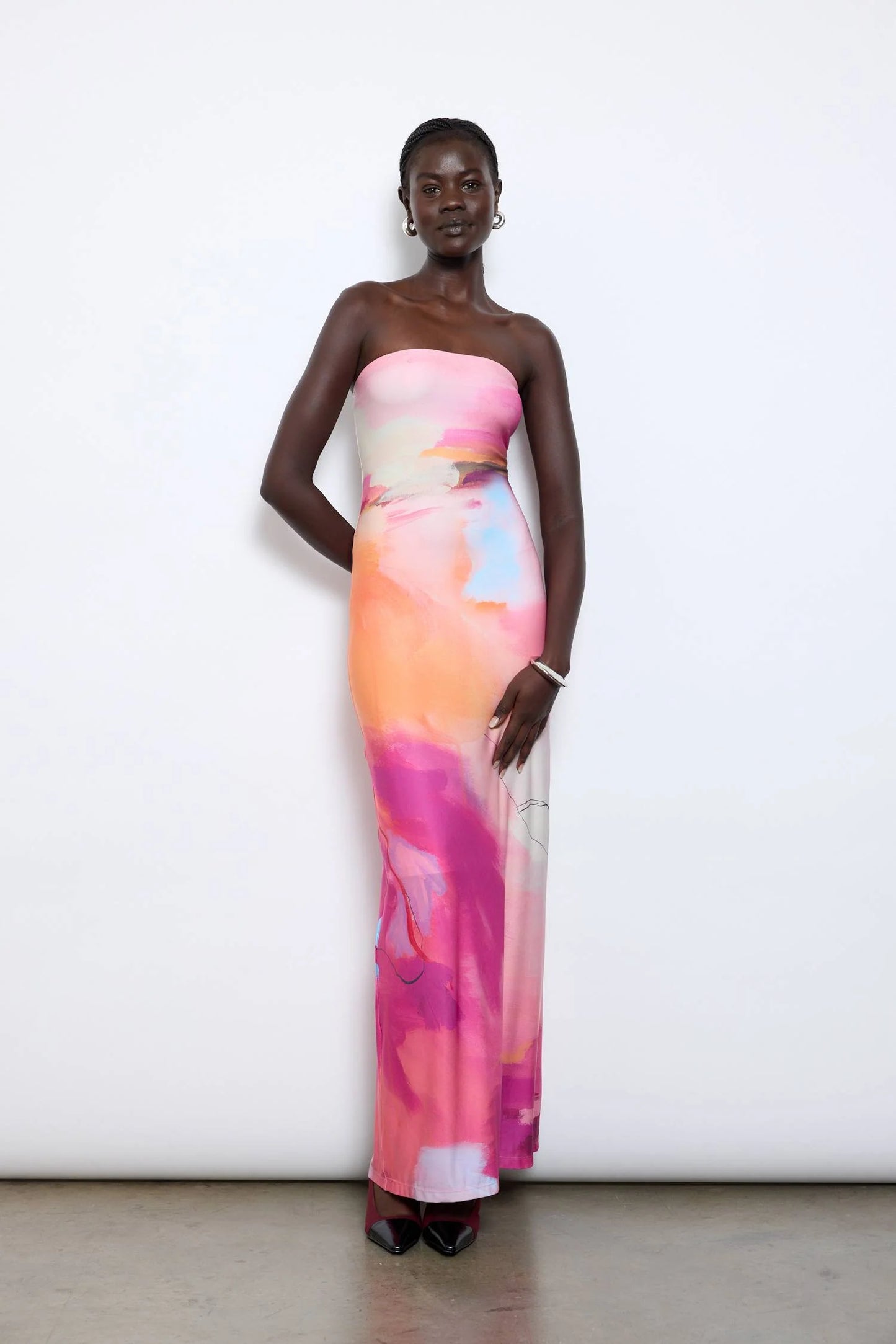 With Harper Lu - Strapless Slip Dress | Abstract Art