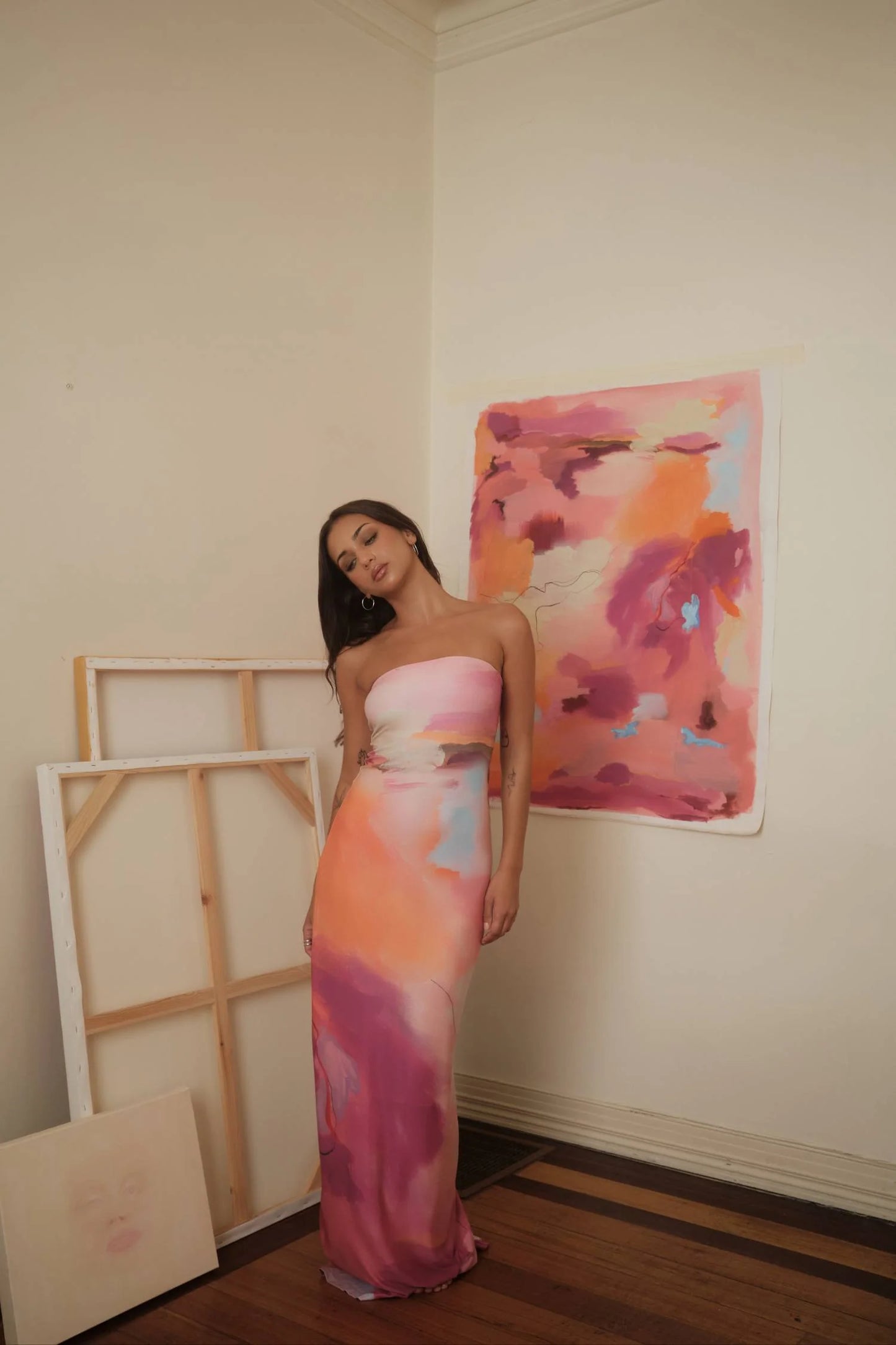With Harper Lu - Strapless Slip Dress | Abstract Art