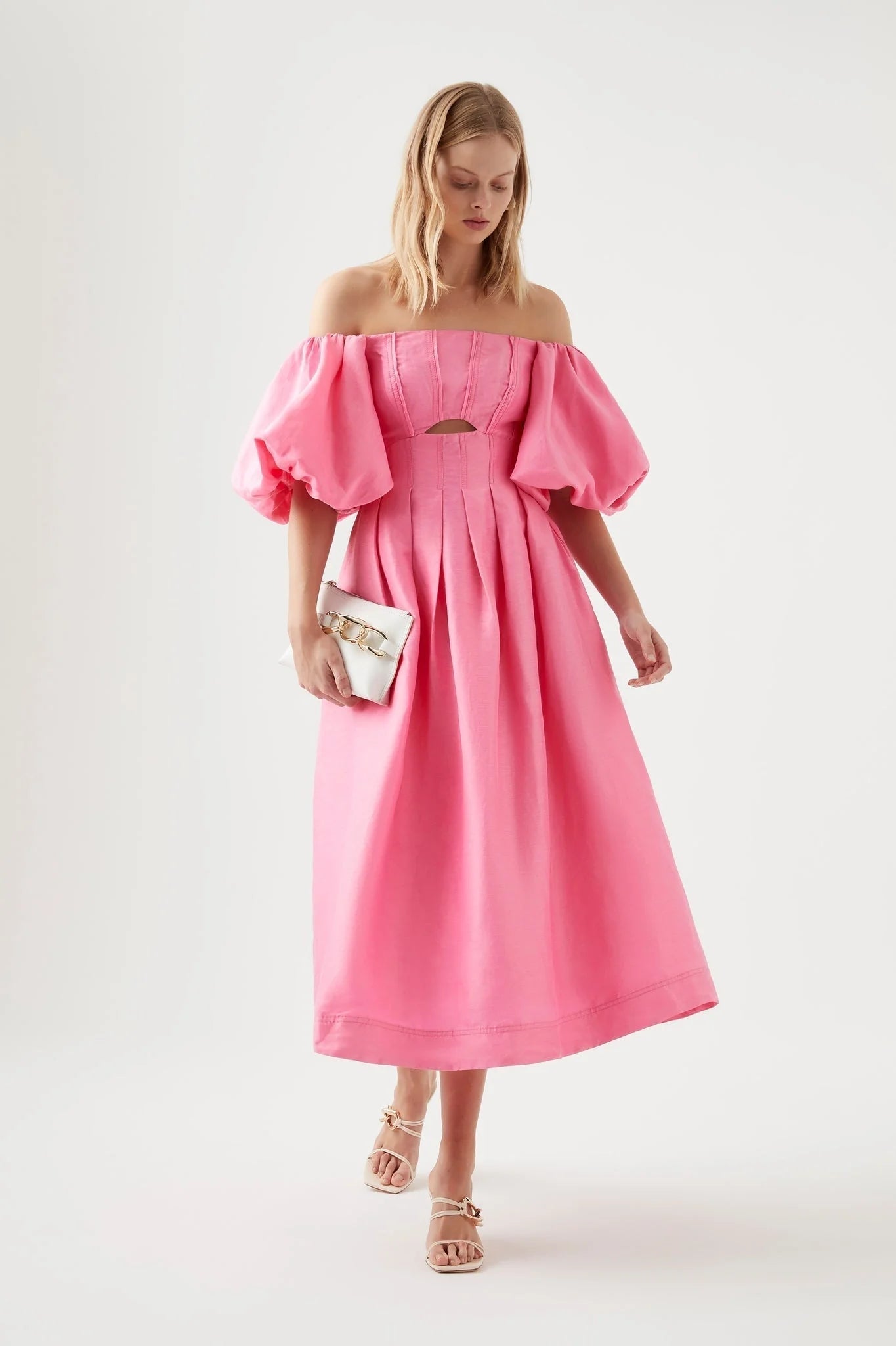 AJE - Eugenie Off Shoulder Midi Dress - Pink