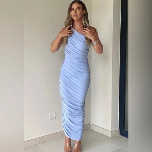Norma Kamali - Diana One-Shoulder Midi Dress - Celestial Blue